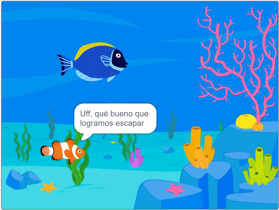 Ejecución de la escena 4: Dory reconoce el camino
