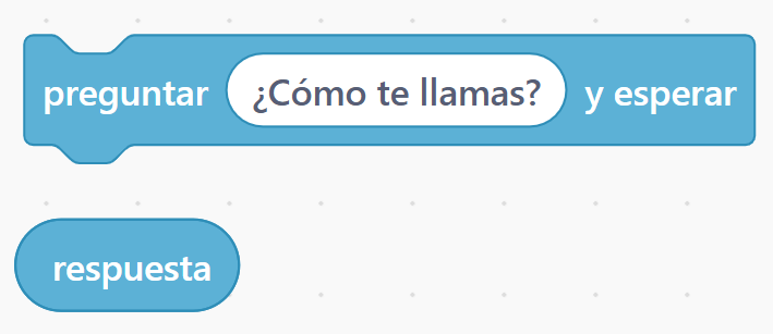 Bloques de Scratch: preguntar y esperar y respuesta