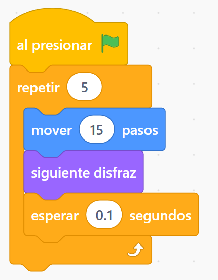 Código con el bloque repetir que indica cuántas veces ejecutar los bloques de adentro