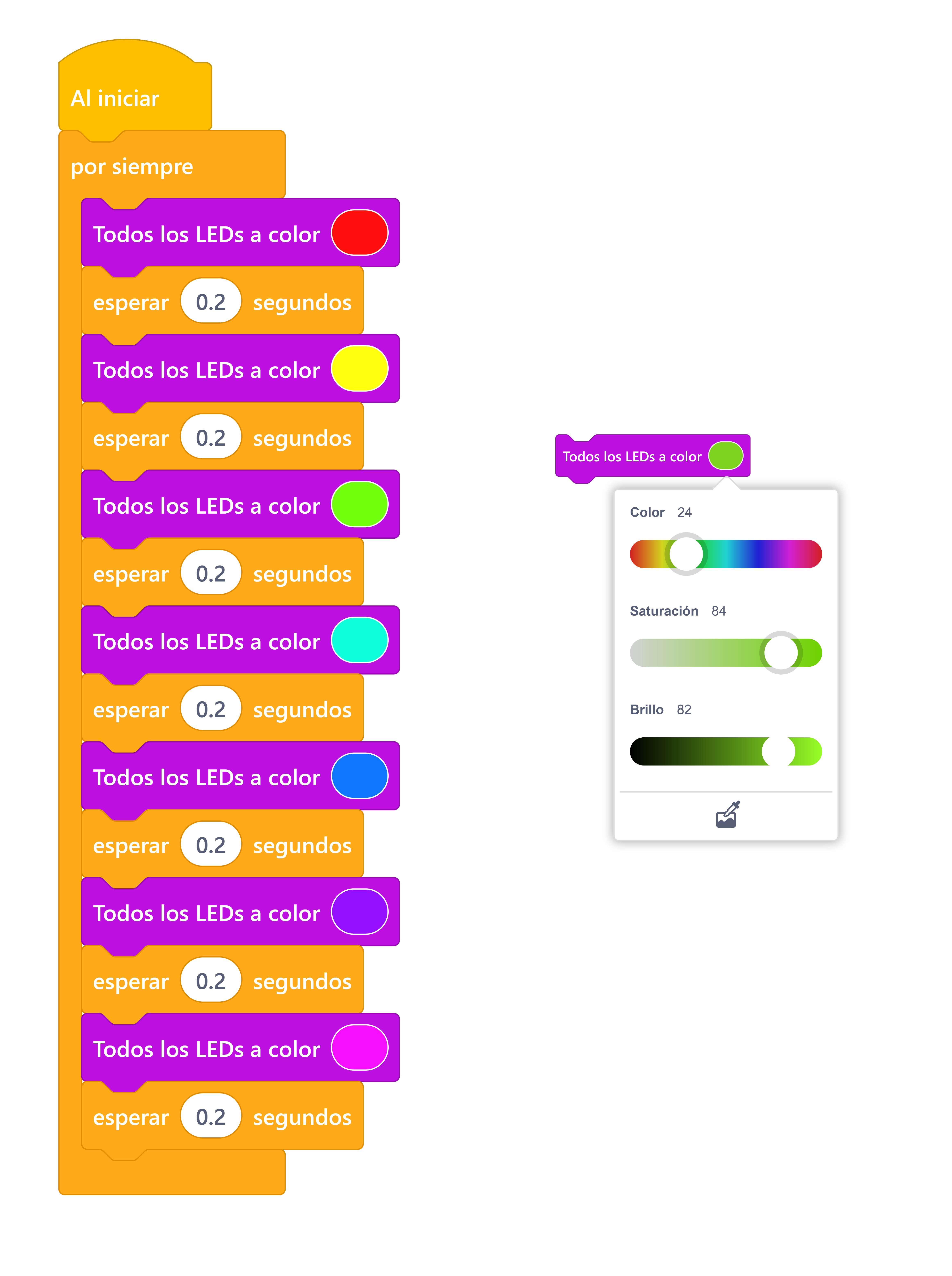 Código de secuencia de colores en Octabio