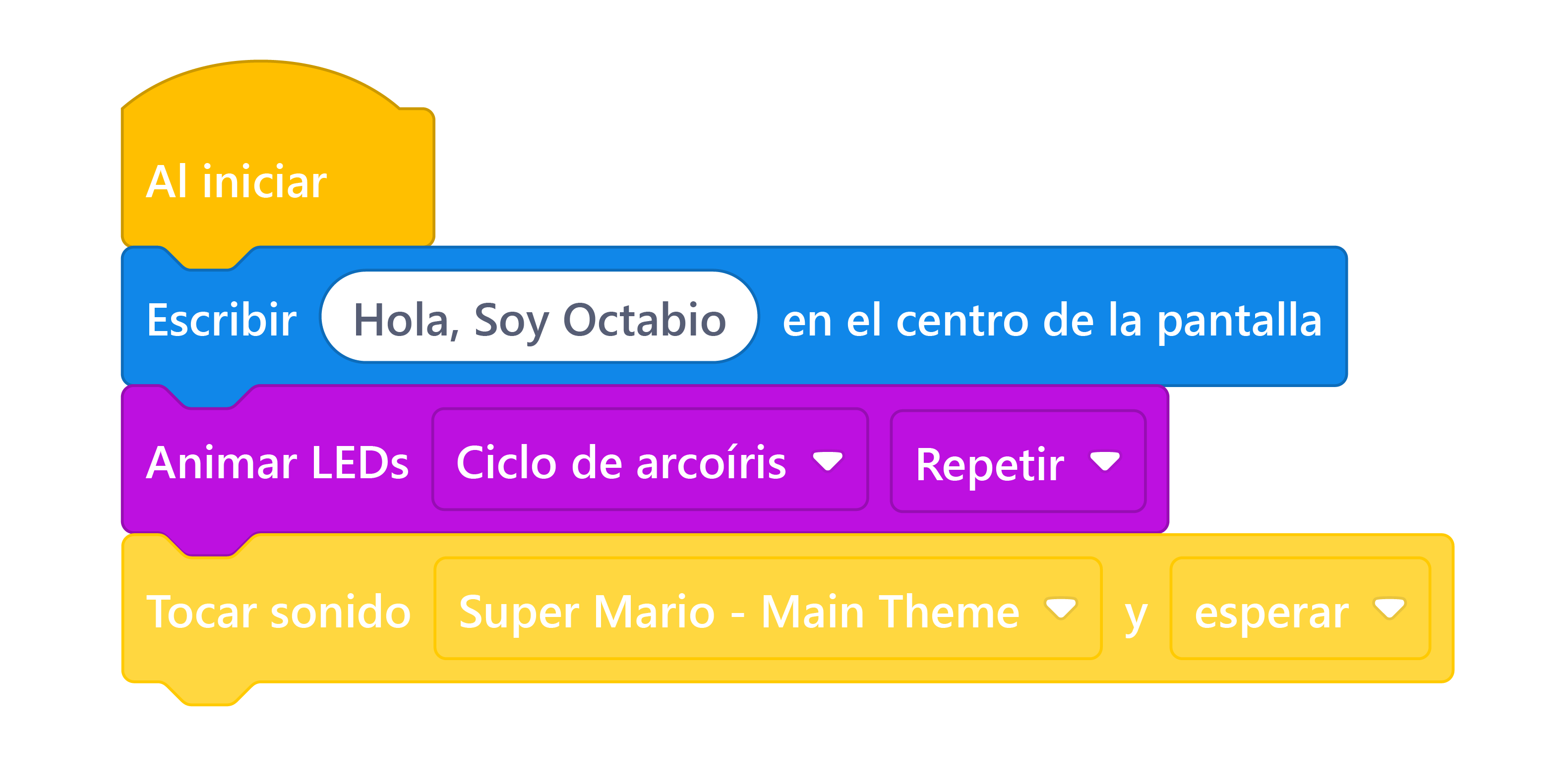 Código del saludo dinámico con LEDs y sonido