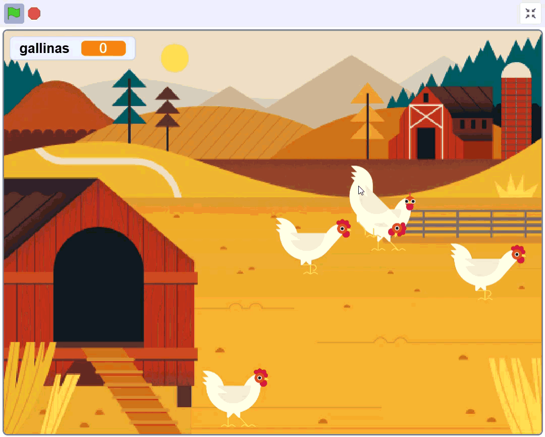 Gif de las gallinas huyendo, entrando al gallinero y el mensaje final