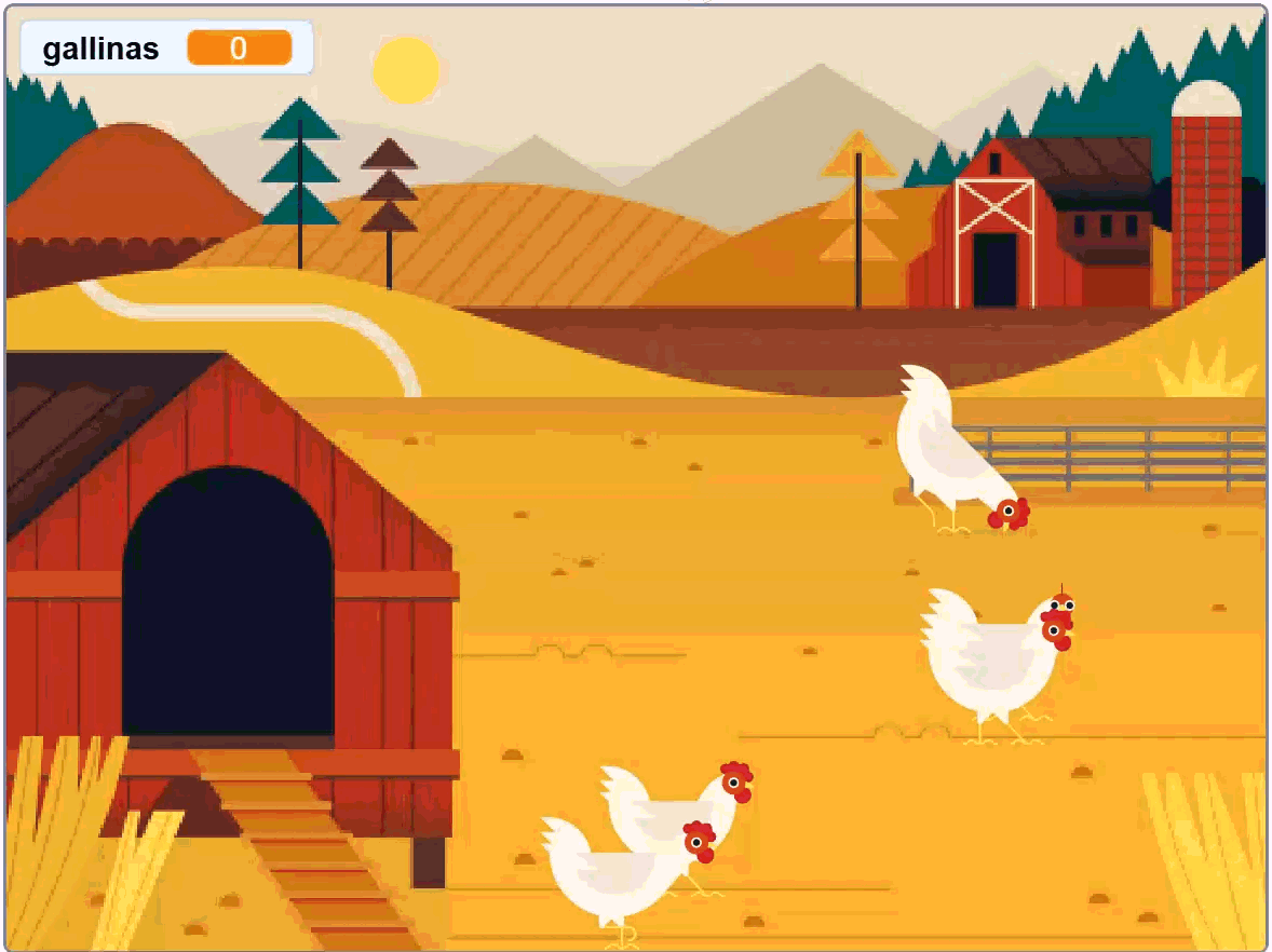 Gif del funcionamiento del juego de las gallinas