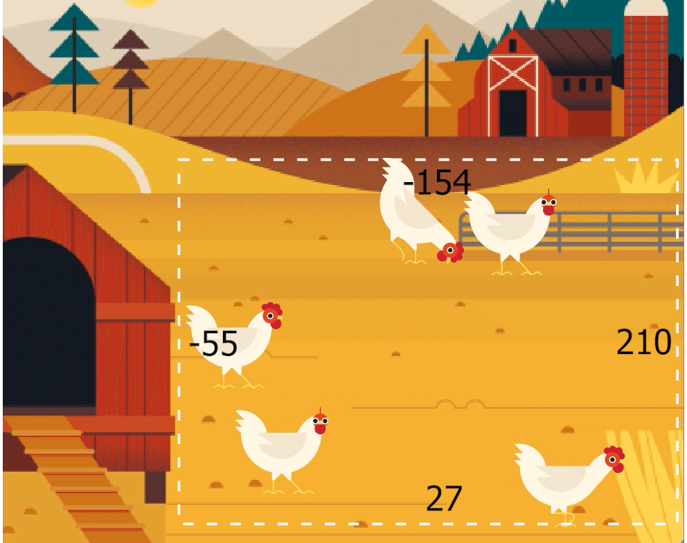 Gif: gallinas en posiciones al azar